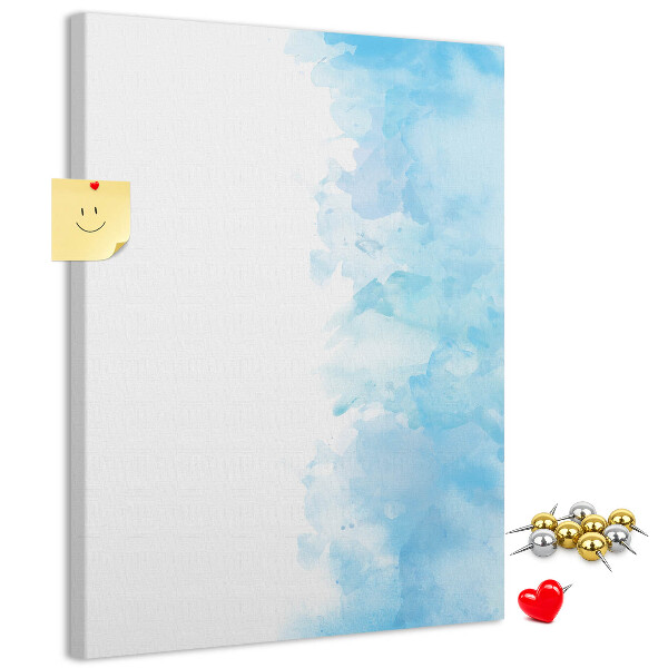 Pinnwand mit zarten blauen Aquarellfarben auf Leinwand
