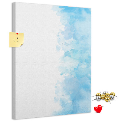 Pinnwand mit zarten blauen Aquarellfarben auf Leinwand