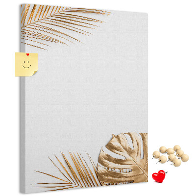 Pinnwand goldene Blätter auf hellem Hintergrund