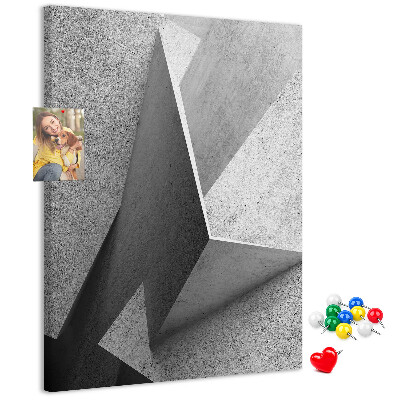 Bedruckte Korkplatte mit Betongeometrie in Grautönen