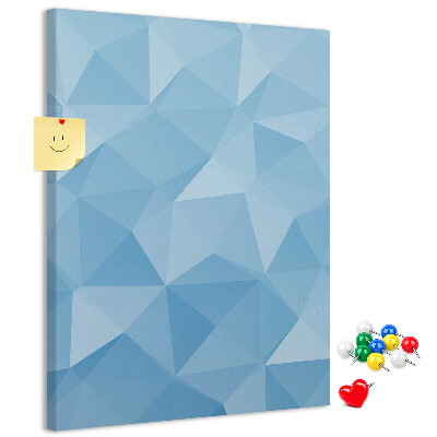 Pinnwand mit geometrischen Formen in Blautönen