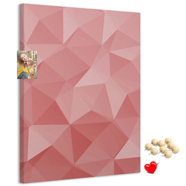 Kork-Pinnwand mit abstraktem rosa geometrischem Dreiecksmuster