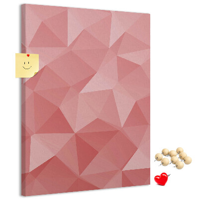 Kork-Pinnwand mit abstraktem rosa geometrischem Dreiecksmuster