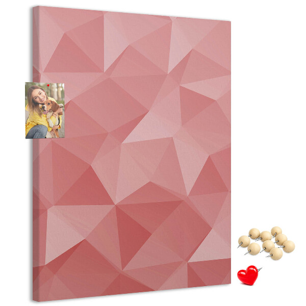 Kork-Pinnwand mit abstraktem rosa geometrischem Dreiecksmuster