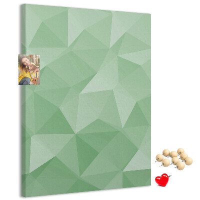 Bedruckte Korkplatte mit geometrischen Formen in Grüntönen