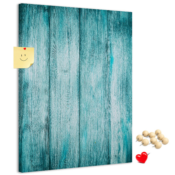 Pinnwand mit Motiv aus sonnenblauen Holzplanken
