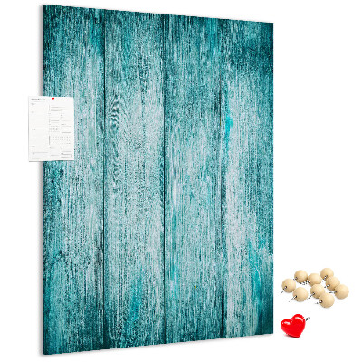 Pinnwand mit Motiv aus sonnenblauen Holzplanken