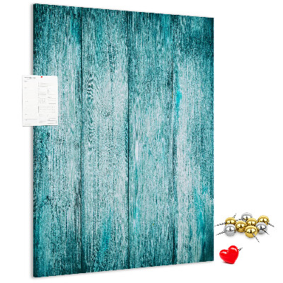 Pinnwand mit Motiv aus sonnenblauen Holzplanken