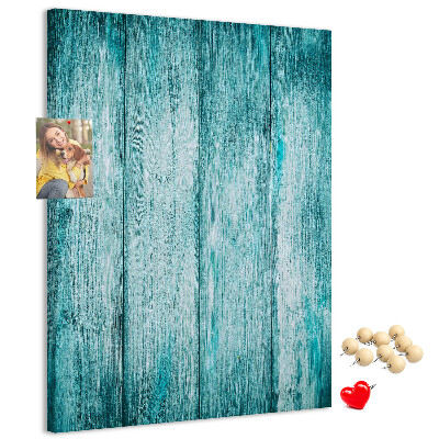 Pinnwand mit Motiv aus sonnenblauen Holzplanken
