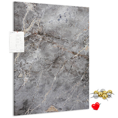 Pinnwand in grauem Marmor-Design mit feinen Adern