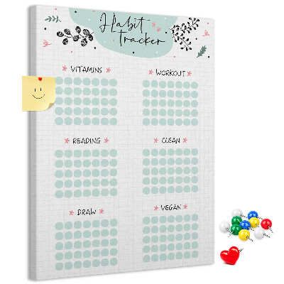Bedruckte Korkplatte für minimalistisches Gewohnheitstracking