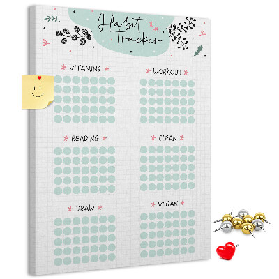 Bedruckte Korkplatte für minimalistisches Gewohnheitstracking