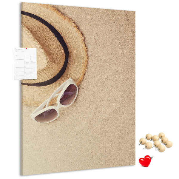 Bedruckte Korkplatte mit sommerlichem Strandmotiv im Sand