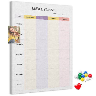 Kork-Speiseplan bedruckte Pinnwand für den Wochenplan
