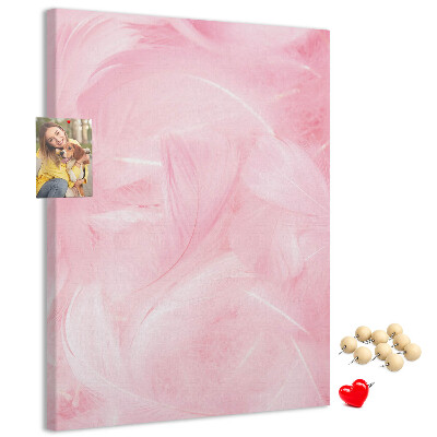 Bedruckte Korkplatte mit Motiv zarte rosa Federn