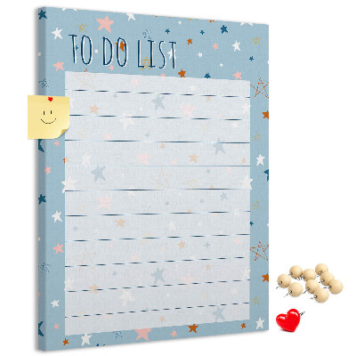 Bedruckte Korkplatte mit Sternenmotiv für To-Do-Listen