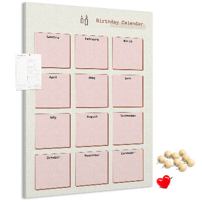 Geburtstagskalender aus Kork mit bedruckter Oberfläche und Platz für Notizen