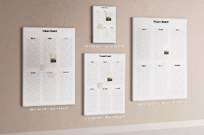 Bedruckte Korkplatte als Visionboard mit leeren Abschnitten