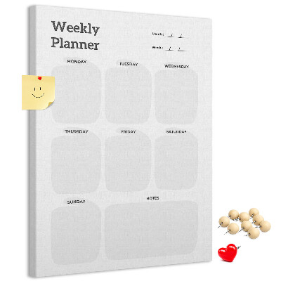 Wochenplaner mit leeren Feldern zur Wandmontage