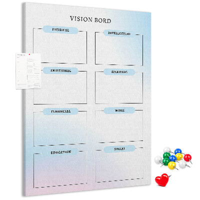 Korkplatte bedrucktes Visionboard für die persönliche Entwicklung