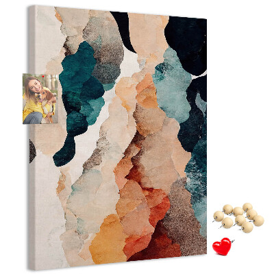 Korkplatte mit Druck mit abstraktem Fleckenmotiv in gedeckten Farben
