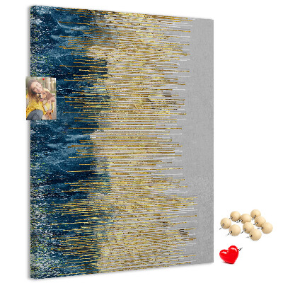 Kork-Pinnwand mit Motiv Goldene Linien vor dem blauen Meer