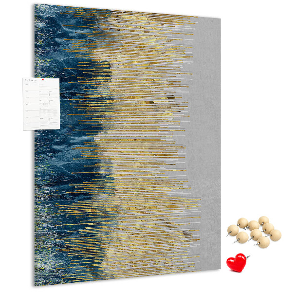 Kork-Pinnwand mit Motiv Goldene Linien vor dem blauen Meer