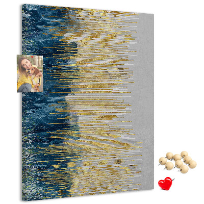 Kork-Pinnwand mit Motiv Goldene Linien vor dem blauen Meer