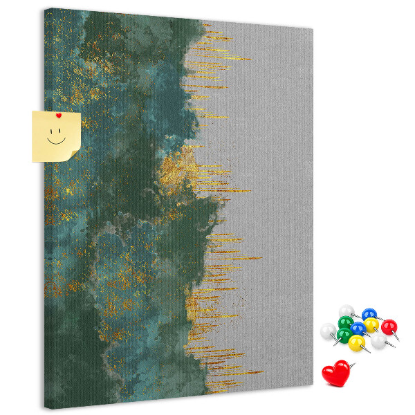 Bedruckte Korkplatte mit Motiv abstrakte Landschaft in Grüntönen
