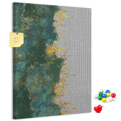 Bedruckte Korkplatte mit Motiv abstrakte Landschaft in Grüntönen