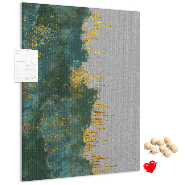 Bedruckte Korkplatte mit Motiv abstrakte Landschaft in Grüntönen