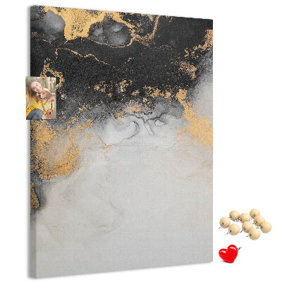 Bedruckte Korkplatte mit abstraktem Muster in Schwarz und Gold
