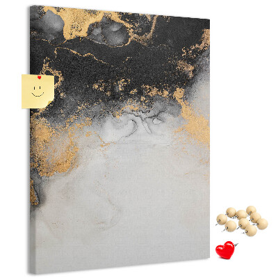 Bedruckte Korkplatte mit abstraktem Muster in Schwarz und Gold