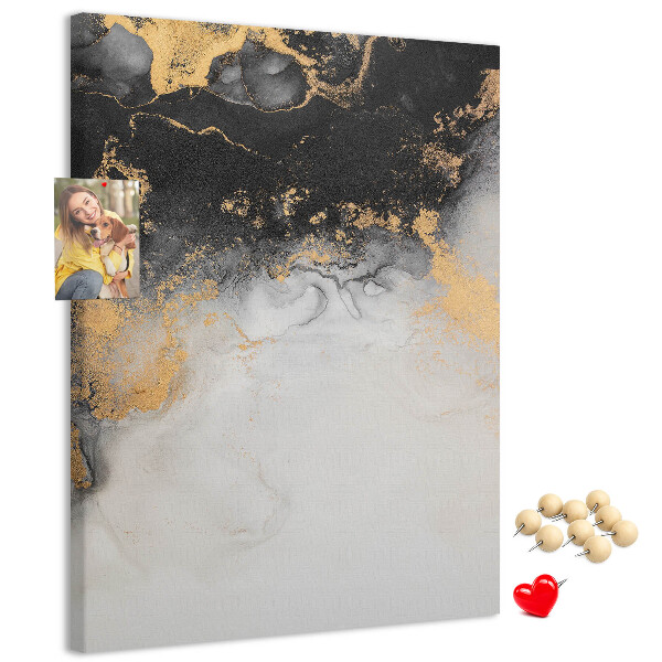 Bedruckte Korkplatte mit abstraktem Muster in Schwarz und Gold