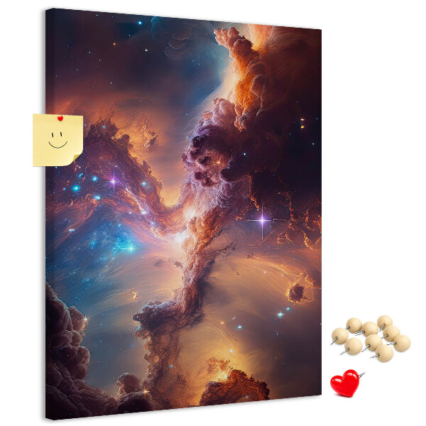 Kork-Pinnwand mit Motiv kosmische Phänomene in einer farbenprächtigen Galaxie