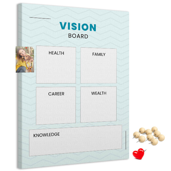 Bedruckte Korkplatte Visionboard mit vier Zielkategorien