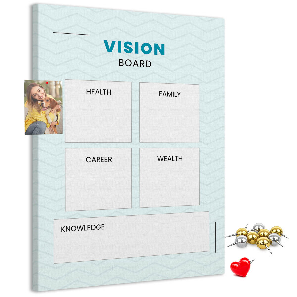 Bedruckte Korkplatte Visionboard mit vier Zielkategorien