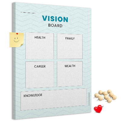 Bedruckte Korkplatte Visionboard mit vier Zielkategorien