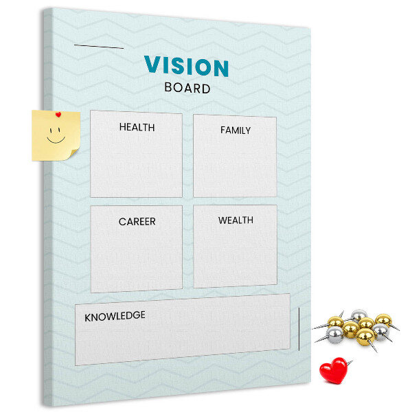 Bedruckte Korkplatte Visionboard mit vier Zielkategorien