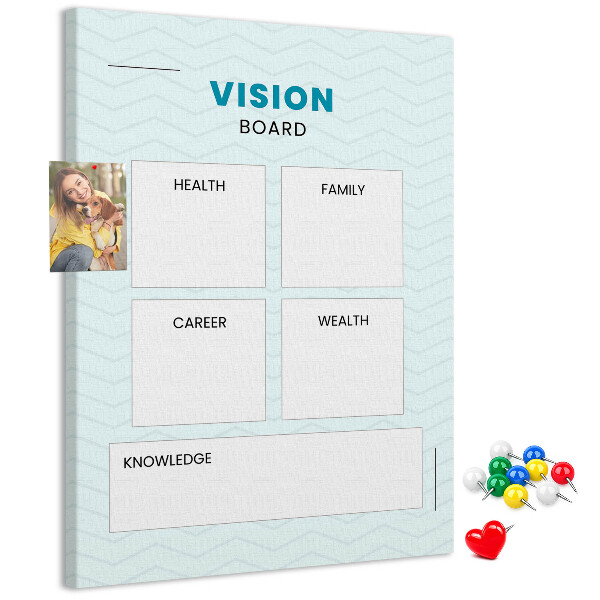 Bedruckte Korkplatte Visionboard mit vier Zielkategorien