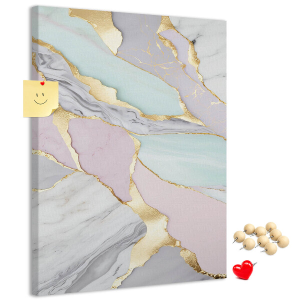 Bedruckte Korkplatte in einer eleganten Kombination aus Marmor und Pastelltönen