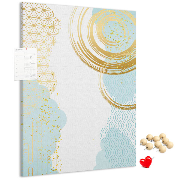Pinnwand goldene Kreise auf zartem Hintergrund