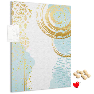 Pinnwand goldene Kreise auf zartem Hintergrund