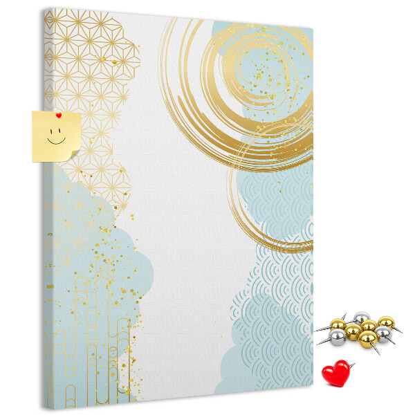 Pinnwand goldene Kreise auf zartem Hintergrund