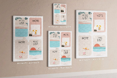 Korkplatte mit Aufdruck Sommer-To-Do-Liste und Notizen