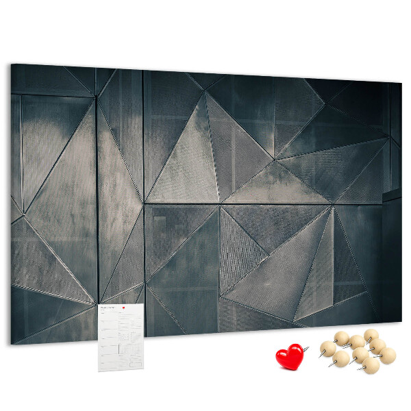 Kork-Pinnwand mit geometrischem Muster in Grautönen