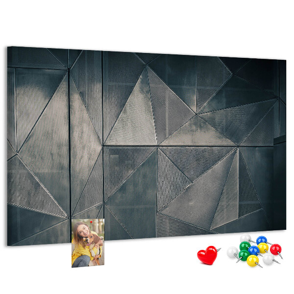 Kork-Pinnwand mit geometrischem Muster in Grautönen