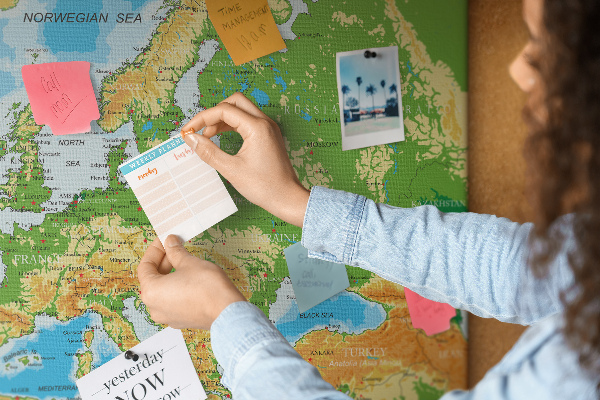 Europa-Karte mit Korkrückwand geografische Darstellung auf Kork