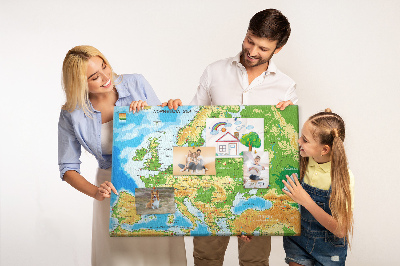 Europa-Karte mit Korkrückwand geografische Darstellung auf Kork
