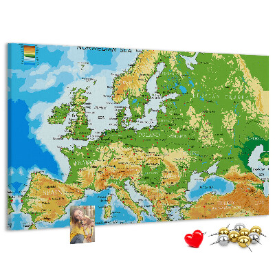 Europa-Karte mit Korkrückwand geografische Darstellung auf Kork